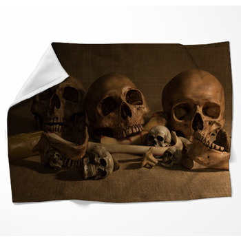 Still Life With Skulls And Bones Art  Woven Throw Blanket