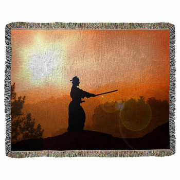 Stock Illustration Of Kendo Training  Woven Throw Blanket