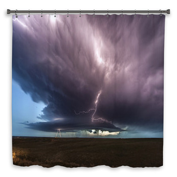 Storm And Lightnings At Dusk Custom Size Shower Curtain