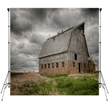 Stormy Barn Old Barn On Prairie Custom Size Backdrop