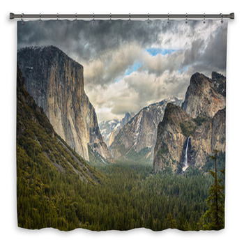 Stormy Clouds Over Tunnel View In Yosemite Shower Curtain