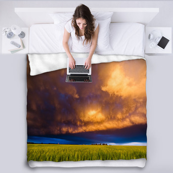 Stormy Sunset In The Plains Fleece Blanket