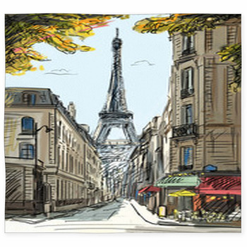 Street In Paris - Illustration Custom Size Floor Mat