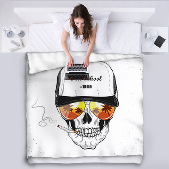 Street Skull Art Vector Illustration Fleece Blanket