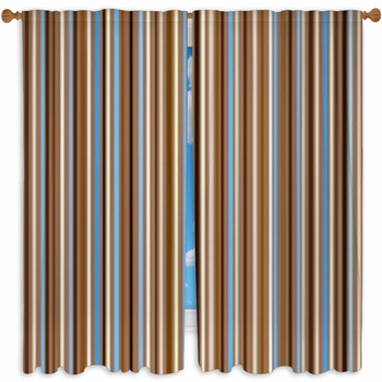 Blue And Brown Drapes Window Treatments Black Out Custom Sizes