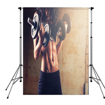 Strong Body Woman Workout Pole Pocket Backdrop