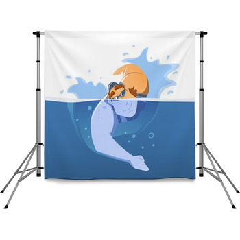 Strong Handsome Muscular Young Man  Pole Pocket Backdrop