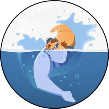 Strong Handsome Muscular Young Man Swimmer In  Round Rug