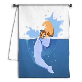 Strong Handsome Muscular Young Man Swimmer In Towel