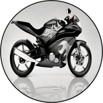 Studio Shot Of Black Motorcycle Round Rug