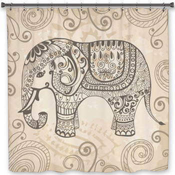 Stylized Lacy Elephant Shower Curtain