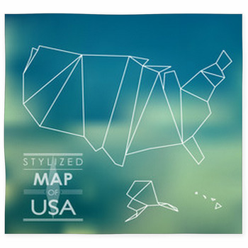 Stylized Map Of USA Custom Size Floor Mat