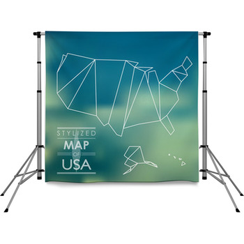 Stylized Map Of USA Pole Pocket Backdrop