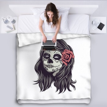 Sugar Skull Girl Fleece Blanket