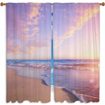 Summer Beach Background Custom Size Window Curtain