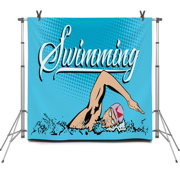 Summer Kinds Of Sports Swimming Fleece Backdrop