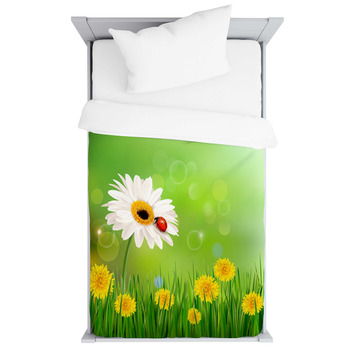 Summer Nature Background With Ladybug On Toddler Duvet