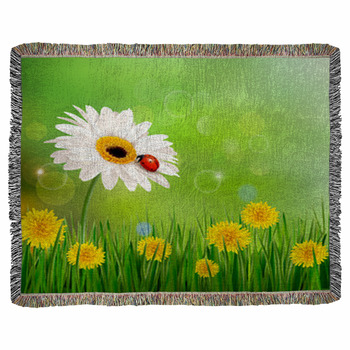 Summer Nature Background With Woven Throw Blanket