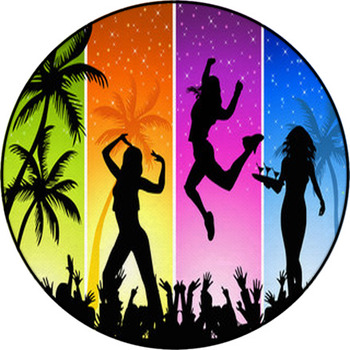 Summer Night Disco-party On A Four-color Round Rug