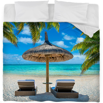 Summer On The Beach Fleece Bed Blanket
