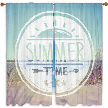 Summer Quote On Beach Custom Size Window Curtain