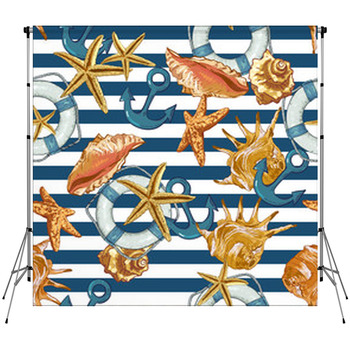 Summer Seamless Pattern With Sea Custom Size Backdrop
