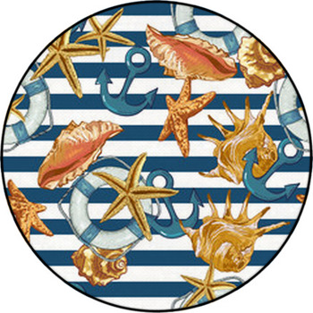 Summer Seamless Pattern With Sea Shells, Round Rug