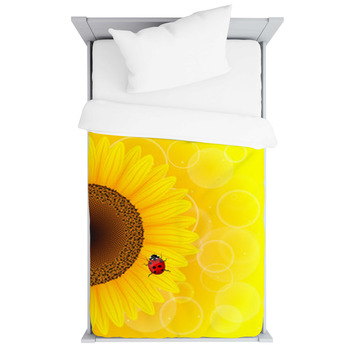 Sunflower And Ladybird On Yellow Toddler Duvet