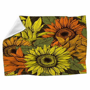 Sunflower Hand Drawn Seamless Vector Fleece Blanket