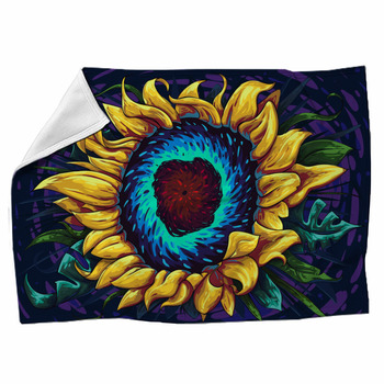 Sunflower Vector With Monstera Leafs In Fleece Blanket