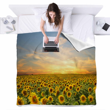 Sunflowers Fleece Bed Blanket