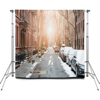 Sunlight Shines On Snow Covered Custom Size Backdrop