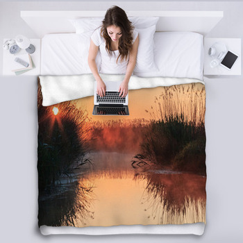 Sunrise Lake Fleece Blanket