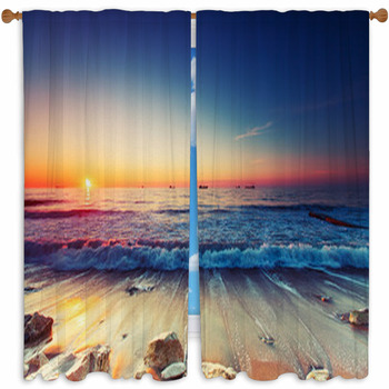 Sunrise Over Sea Custom Size Window Curtain