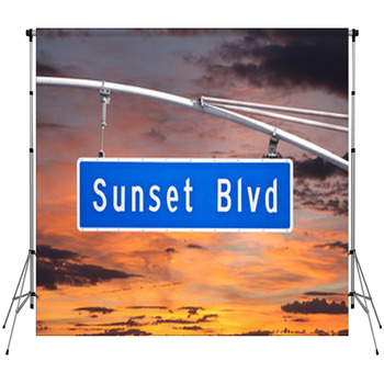 Sunset Blvd Overhead Street Sign With Fleece Backdrop