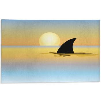 Sunset By Beach Sun With Shark Fin Silhouetts Area Rug