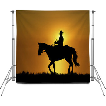 Sunset Horse Ride 2 Custom Size Backdrop