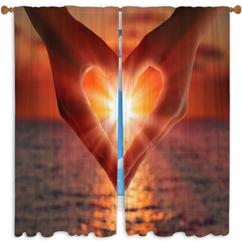 Sunset In Heart Hands Custom Size Window Curtain