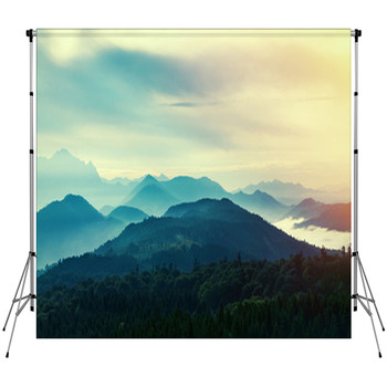 Sunset In Mountains Custom Size Backdrop
