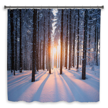Sunset In The Wood In Winter Custom Size Shower Curtain