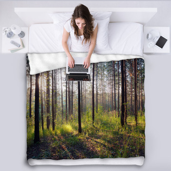 Sunset In The Woods Fleece Blanket