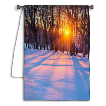Sunset In Winter Forest Towel