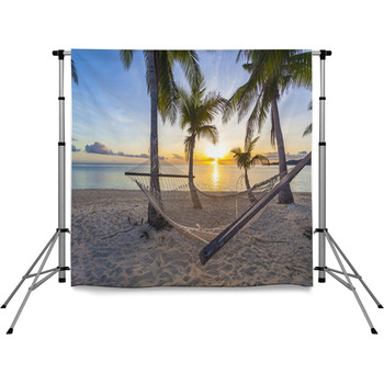 Sunset On Beach Pole Pocket Backdrop
