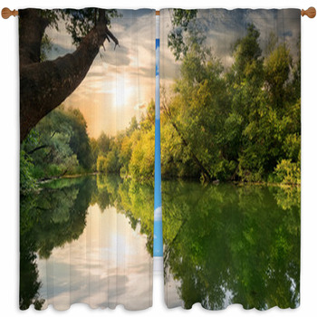 Sunset On The River Custom Size Window Curtain
