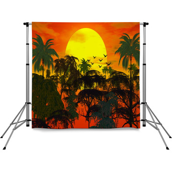 Sunset Over Jungle Pole Pocket Backdrop