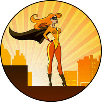 Super Hero - Female. Round Rug
