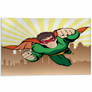 Super Hero Flying Vector Area Rug