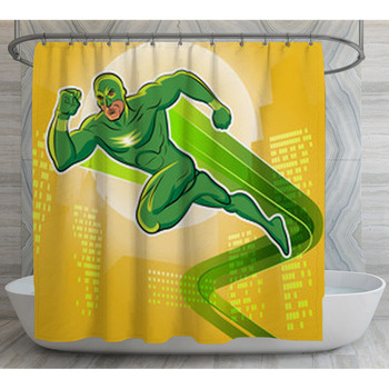 Super Hero. Vector Illustration On A Shower Curtain