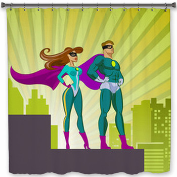 Superhero Shower Curtains Mats Towels Personalize