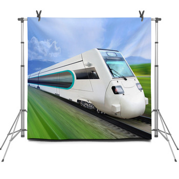 Super Streamlined Train On Rail Fleece Backdrop